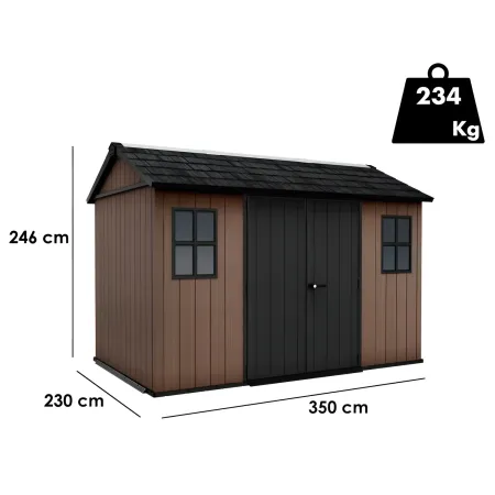 Keter Newton Plus Casetta da Giardino 230x350 PVC Effetto Legno 2 Ante