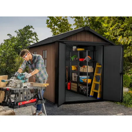 Keter Newton Plus Casetta da Giardino 230x350 PVC Effetto Legno 2 Ante