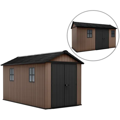 Keter Newton Plus Casetta da Giardino 230x413 PVC Effetto Legno 2 Ante
