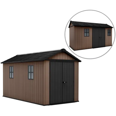 Keter Newton Plus Casetta da Giardino 230x413 PVC Effetto Legno 2 Ante