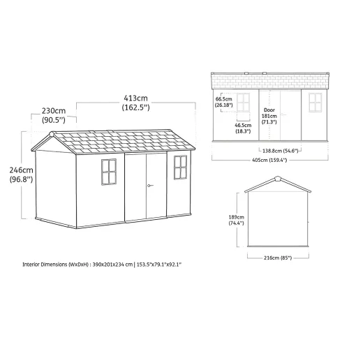 Keter Newton Plus Casetta da Giardino 230x413 PVC Effetto Legno 2 Ante