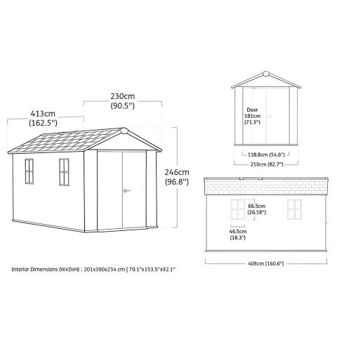 Keter Newton Plus Casetta da Giardino 230x413 PVC Effetto Legno 2 Ante