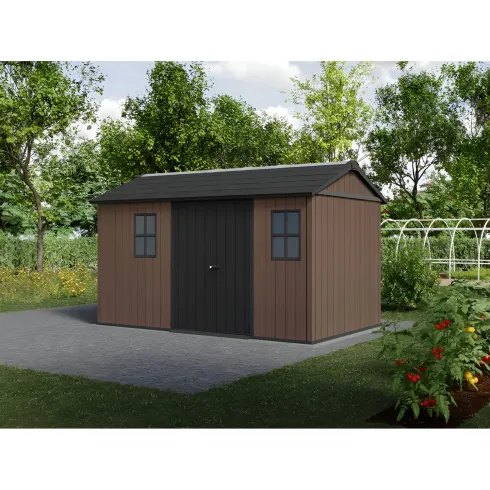 Keter Newton Plus Casetta da Giardino 230x413 PVC Effetto Legno 2 Ante