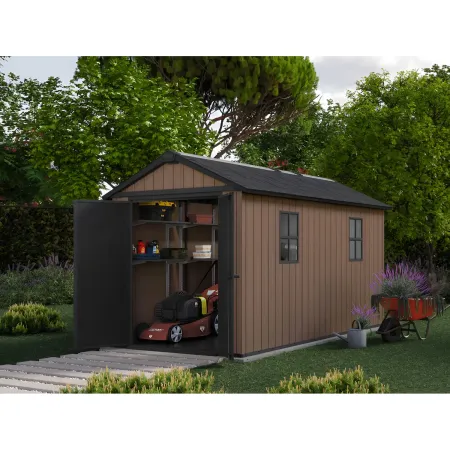 Keter Newton Plus Casetta da Giardino 230x413 PVC Effetto Legno 2 Ante