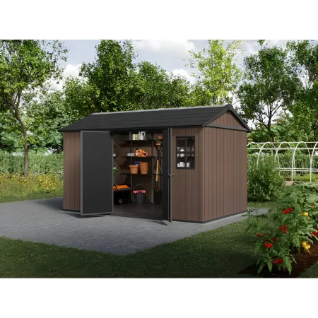 Keter Newton Plus Casetta da Giardino 230x413 PVC Effetto Legno 2 Ante