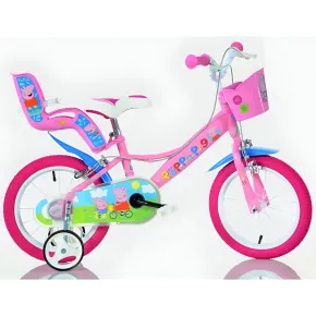 Bicicletta Rotelle 16" per Bambine Peppa Pig Rosa Cestino Seggiolino