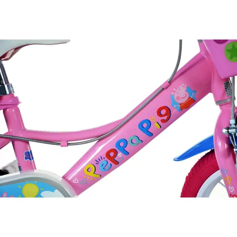 Bicicletta Rotelle 16" per Bambine Peppa Pig Rosa Cestino Seggiolino