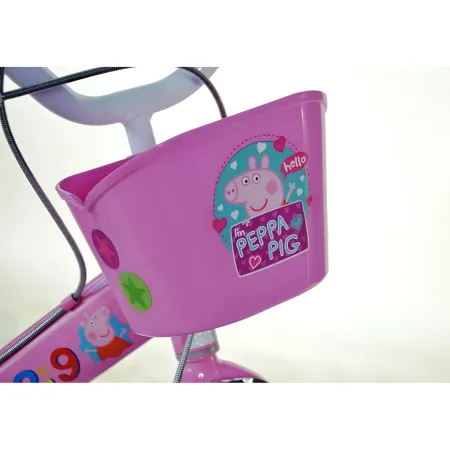 Bicicletta Rotelle 16" per Bambine Peppa Pig Rosa Cestino Seggiolino