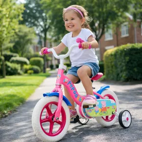 Bicicletta Rotelle 10" per Bambine Peppa Pig Rosa con Clacson Gomme EVA 2