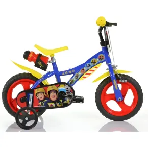 Bicicletta Rotelle 12" per Bambini Sam il Pompiere Blu con Porta Borraccia