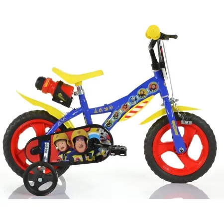 Bicicletta Rotelle 12" per Bambini Sam il Pompiere Blu con Porta Borraccia
