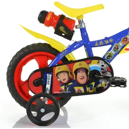 Bicicletta Rotelle 12" per Bambini Sam il Pompiere Blu con Porta Borraccia