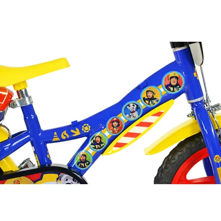 Bicicletta Rotelle 12" per Bambini Sam il Pompiere Blu con Porta Borraccia