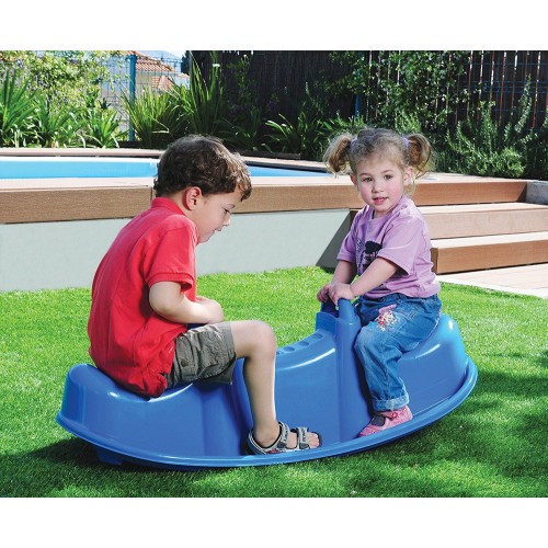 Dondolo Triplo Plastica 3 Posti Gioco Cavalcabile da Giardino per Bambini