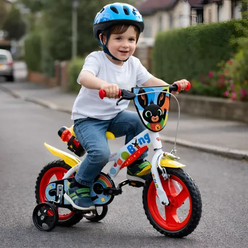 Bicicletta Rotelle Bing 12" per Bambini Bianco Porta Borraccia Gomma EVA