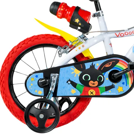 Bicicletta Rotelle Bing 14" per Bambini Bianco Porta Borraccia Gomma EVA