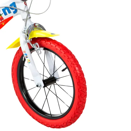 Bicicletta Rotelle Bing 14" per Bambini Bianco Porta Borraccia Gomma EVA