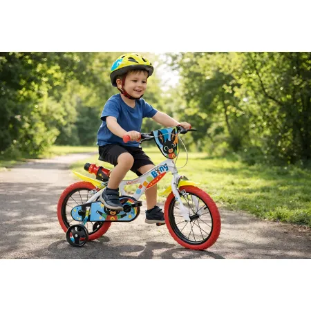 Bicicletta Rotelle Bing 14" per Bambini Bianco Porta Borraccia Gomma EVA