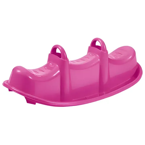 Dondolo per Bambini 3 Posti Plastica Rosa con Maniglie Resistenti
