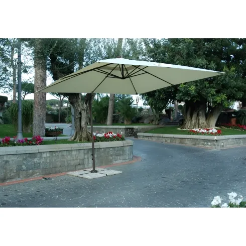 Ombrellone Alluminio Suitset 3x3 Telo Ecru Palo Decentrato Braccio Retrattile