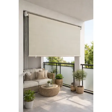 Tenda da Sole a Caduta 200x250 Beige Rullo Alluminio Soffitto Terrazzo Balcone