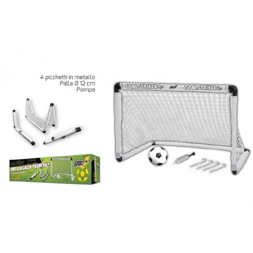 Porta Calcio Goal Striker Pieghevole 90x59x61 h Rete Palla 4 Piccchetti Calcetto