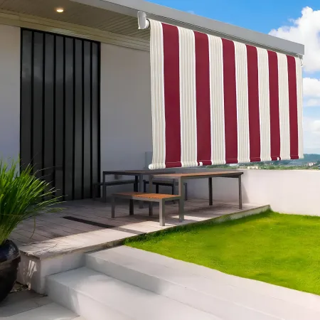 Tenda Parasole a Caduta 200x250 Rullo Alluminio Soffitto Terrazzo Riga Bordeaux