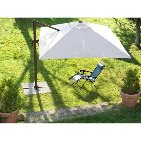 Ombrellone Senso 3x3 Ecru Esterno Terrazzo Braccio Retrattile Palo Decentrato | BricoShop24