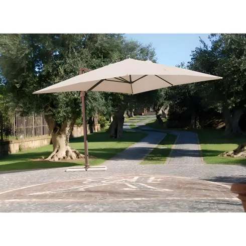 Ombrellone Senso 3x3 Ecru Esterno Terrazzo Braccio Retrattile Palo Decentrato | BricoShop24