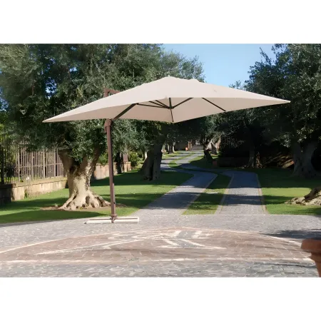 Ombrellone Senso 3x3 Ecru Esterno Terrazzo Braccio Retrattile Palo Decentrato | BricoShop24