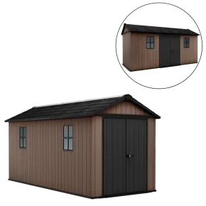 Keter Newton Plus Casetta da Giardino 230x476 PVC Effetto Legno 2 Ante
