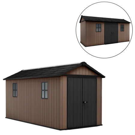 Keter Newton Plus Casetta da Giardino 230x476 PVC Effetto Legno 2 Ante