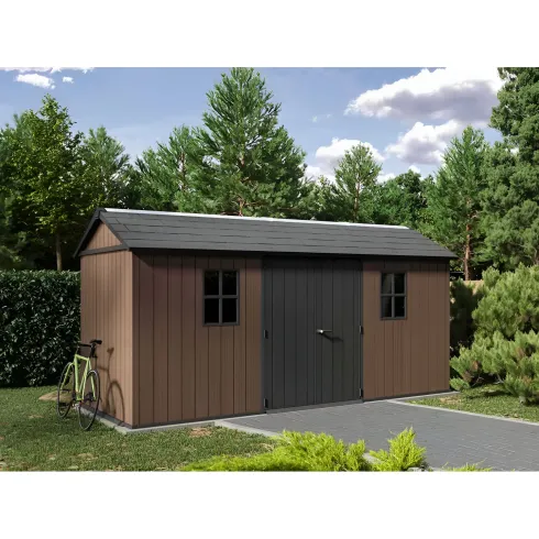 Keter Newton Plus Casetta da Giardino 230x476 PVC Effetto Legno 2 Ante