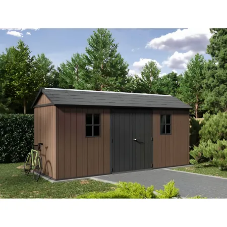 Keter Newton Plus Casetta da Giardino 230x476 PVC Effetto Legno 2 Ante