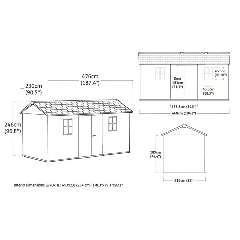 Keter Newton Plus Casetta da Giardino 230x476 PVC Effetto Legno 2 Ante