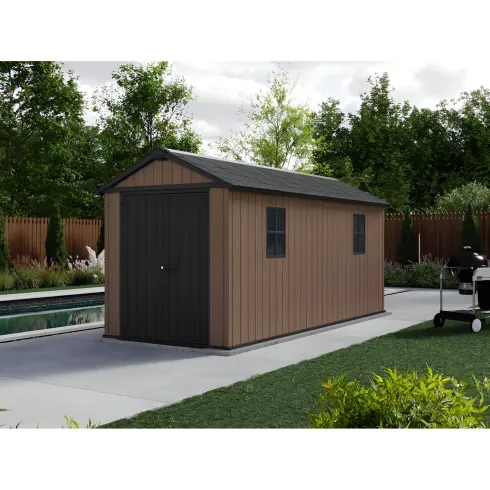 Keter Newton Plus Casetta da Giardino 230x476 PVC Effetto Legno 2 Ante