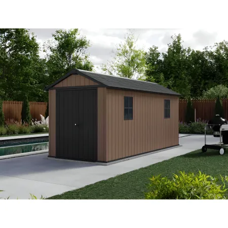 Keter Newton Plus Casetta da Giardino 230x476 PVC Effetto Legno 2 Ante