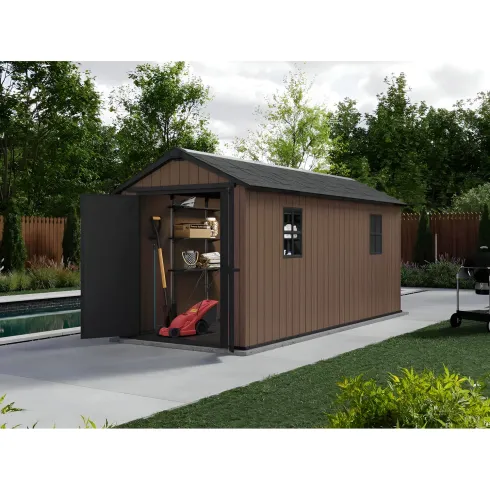 Keter Newton Plus Casetta da Giardino 230x476 PVC Effetto Legno 2 Ante