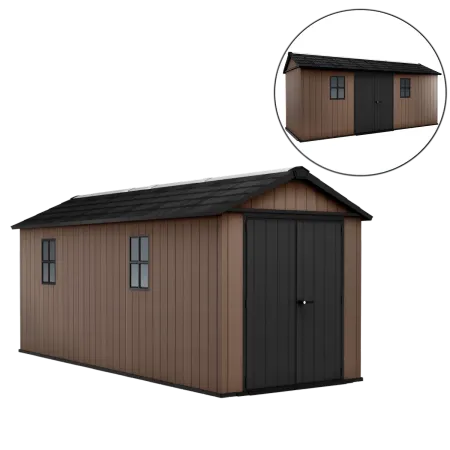 Keter Newton Plus Casetta da Giardino 230x539 PVC Effetto Legno 2 Ante