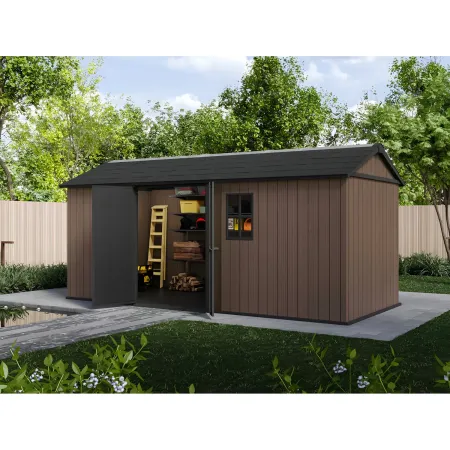 Keter Newton Plus Casetta da Giardino 230x539 PVC Effetto Legno 2 Ante
