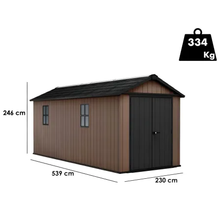 Keter Newton Plus Casetta da Giardino 230x539 PVC Effetto Legno 2 Ante