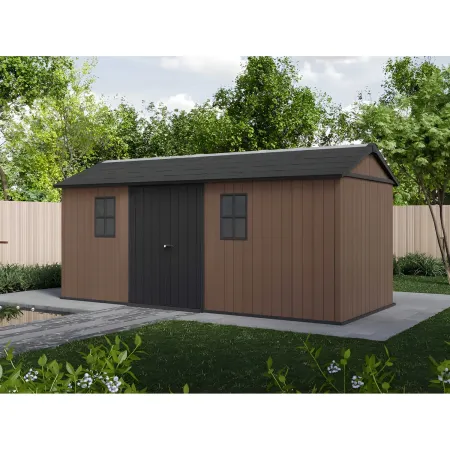 Keter Newton Plus Casetta da Giardino 230x539 PVC Effetto Legno 2 Ante