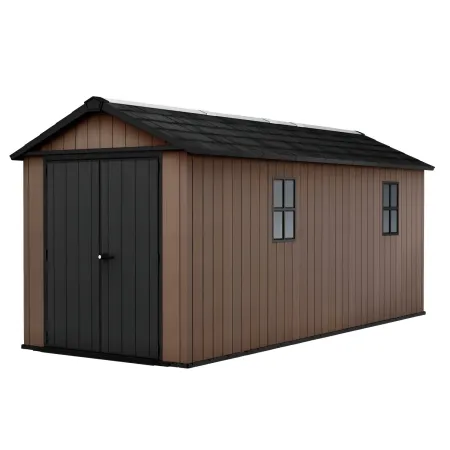Keter Newton Plus Casetta da Giardino 230x539 PVC Effetto Legno 2 Ante