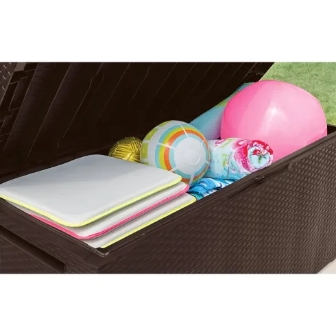 Baule Contenitore Keter 305L Cassapanca Marrone in Rattan da Esterno