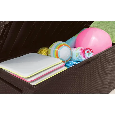 Baule Contenitore Keter 305L Cassapanca Marrone in Rattan da Esterno