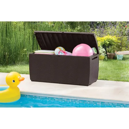 Baule Contenitore Keter 305L Cassapanca Marrone in Rattan da Esterno