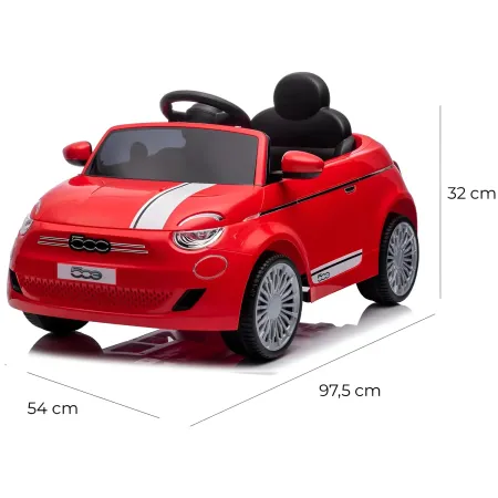 Auto Elettrica per Bambini Fiat 500 12V Rosso Telecomando e Fari LED