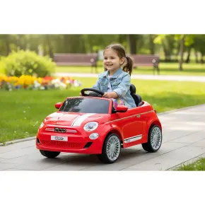 Auto Elettrica per Bambini Fiat 500 12V Rosso Telecomando e Fari LED 2