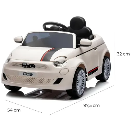Auto Elettrica per Bambini Fiat 500 12V Bianco Telecomando e Fari LED