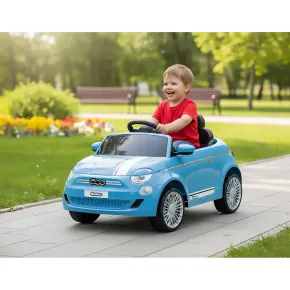 Auto Elettrica per Bambini Fiat 500 12V Blu Telecomando e Fari LED 2